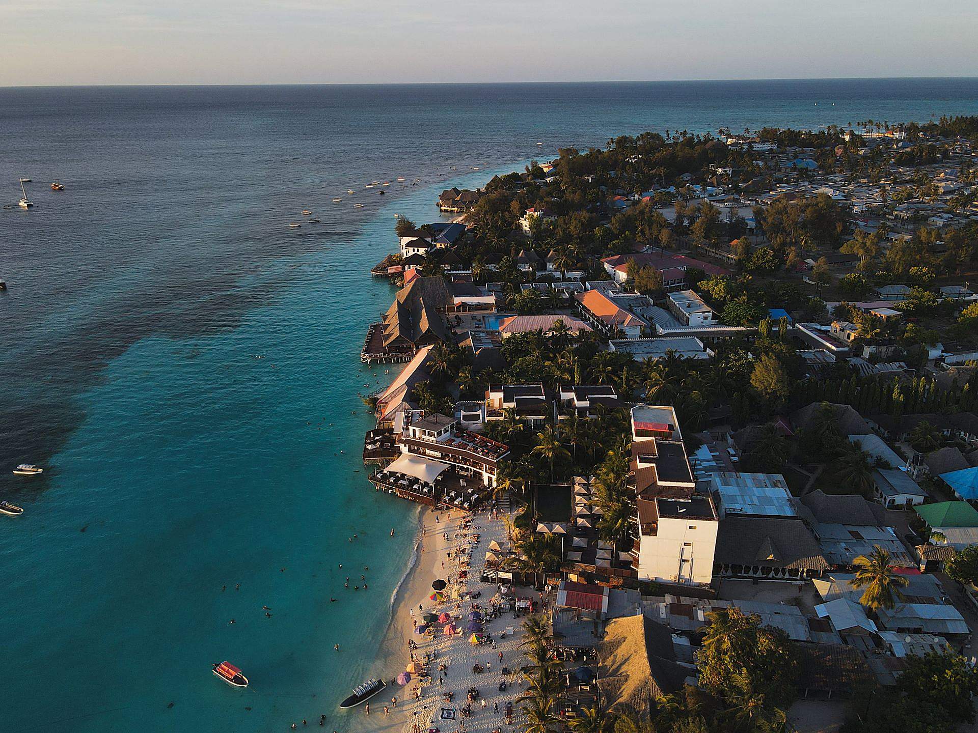 Turquoise sea and palms at Nungwi, Zanzibar
